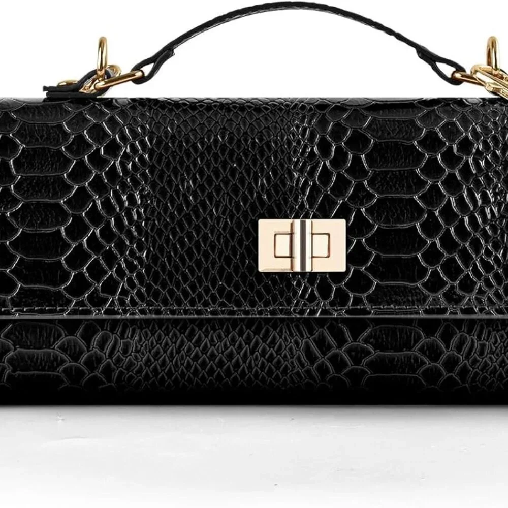 Women Clutch Purse Faux Leather Evening Bag with Detachable Strap for Formal Eve